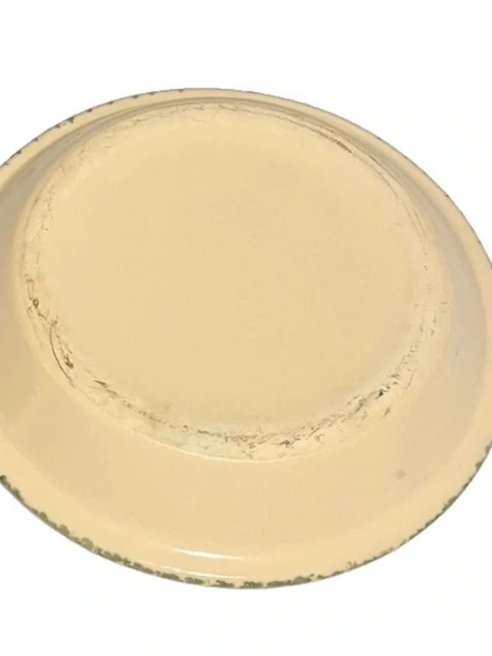 E. Texas Pottery Stoneware Pie Plate 11'' Green Spongeware/Floral Heart VINTAGE